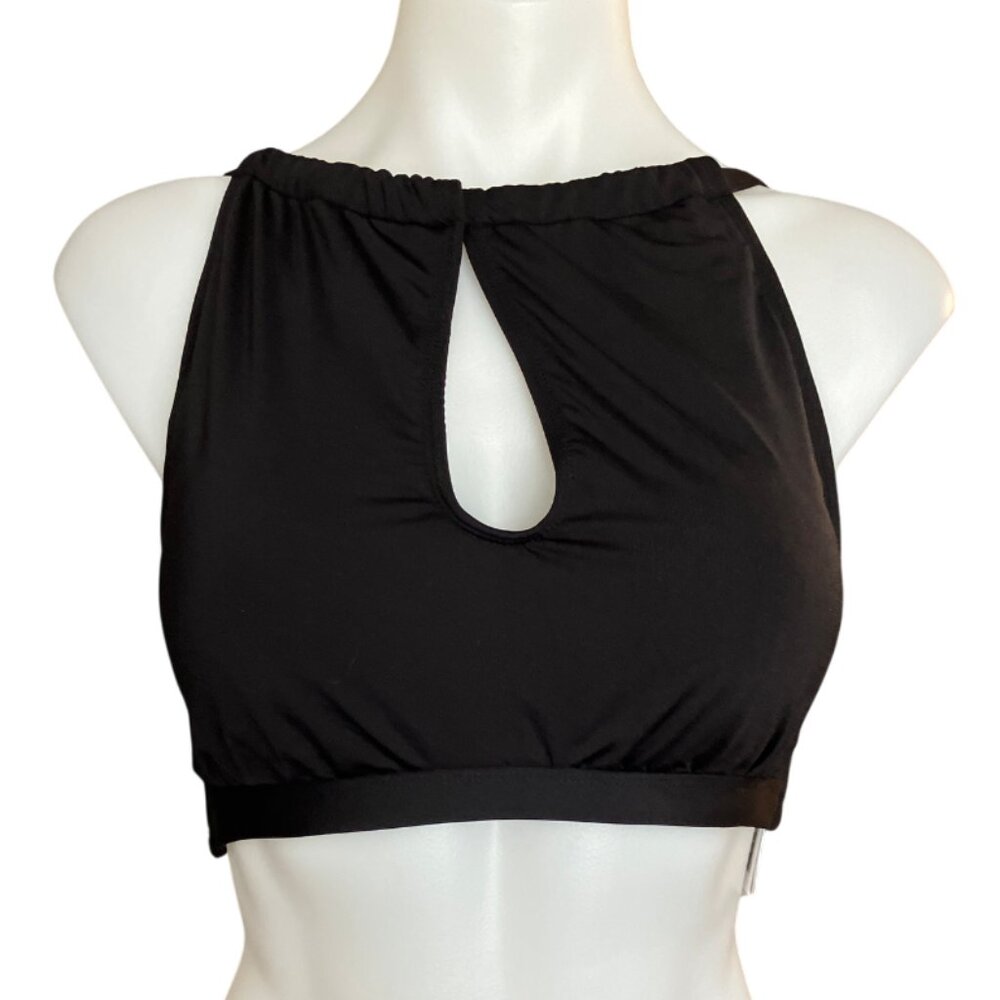 Gibson Latimer Swim High Neck Keyhole Bikini Top Size 34DD Black Bra Sized